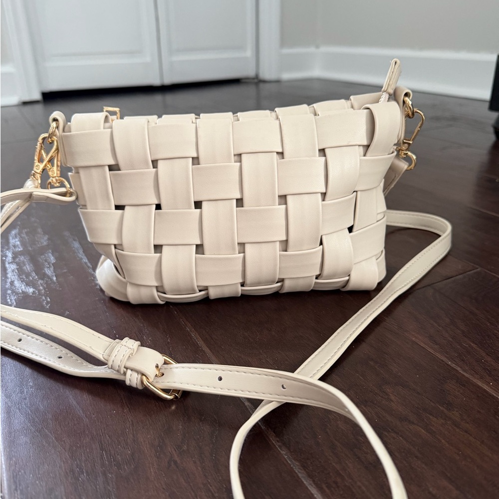 MMS Design Studio Cream Woven Crossbody Bag